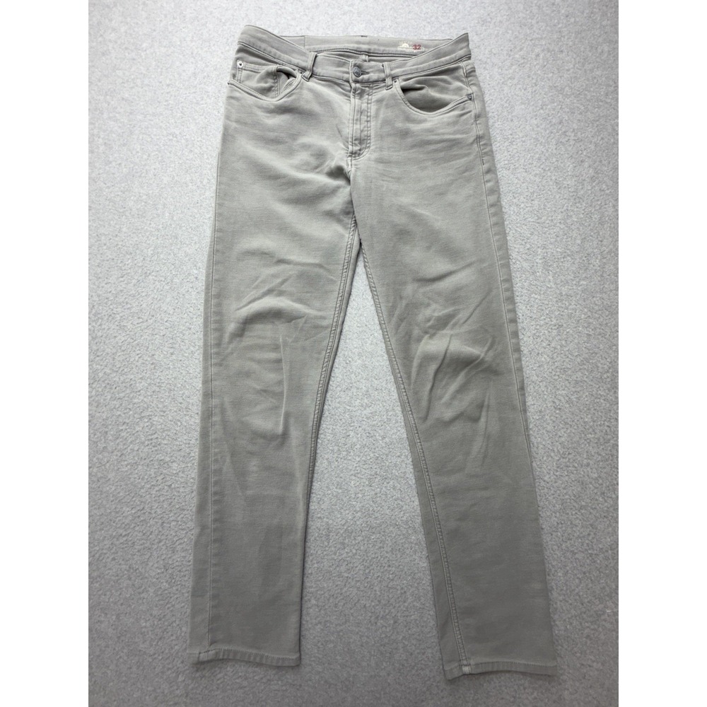 Faherty Jeans Mens 32x32 Gray Light Wash Stretch Straight Denim Pants Casual